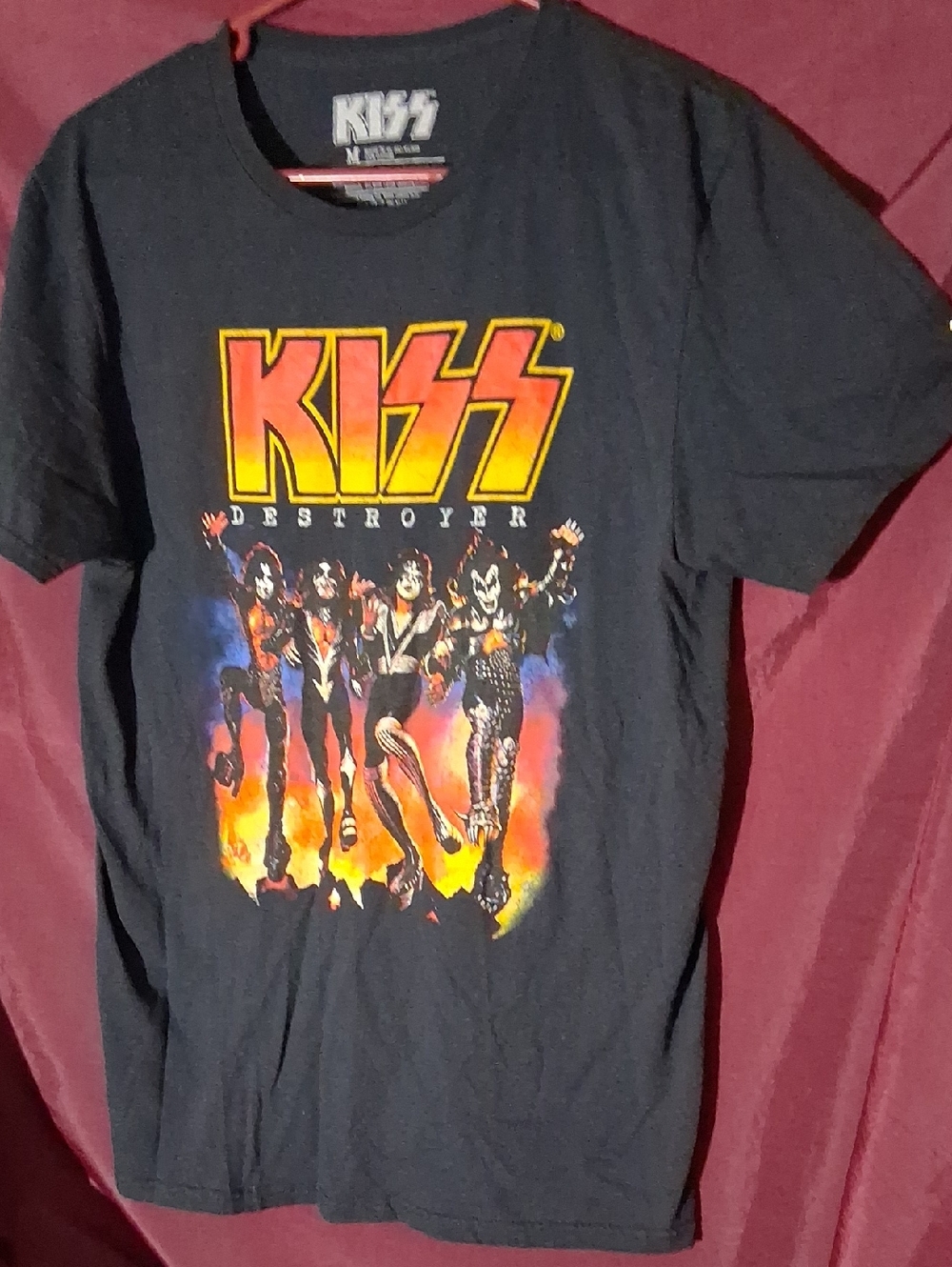 Kiss Black Graphic 'Destroyer' Band Tee with Yellow & Red Logo